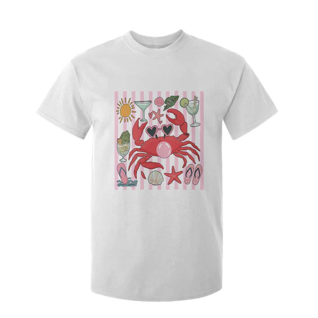 Funny Crab Tropical Summer Vacation Gift T Shirt For Kid Striped Summer Beach Vibes TS12 White Print Your Wear