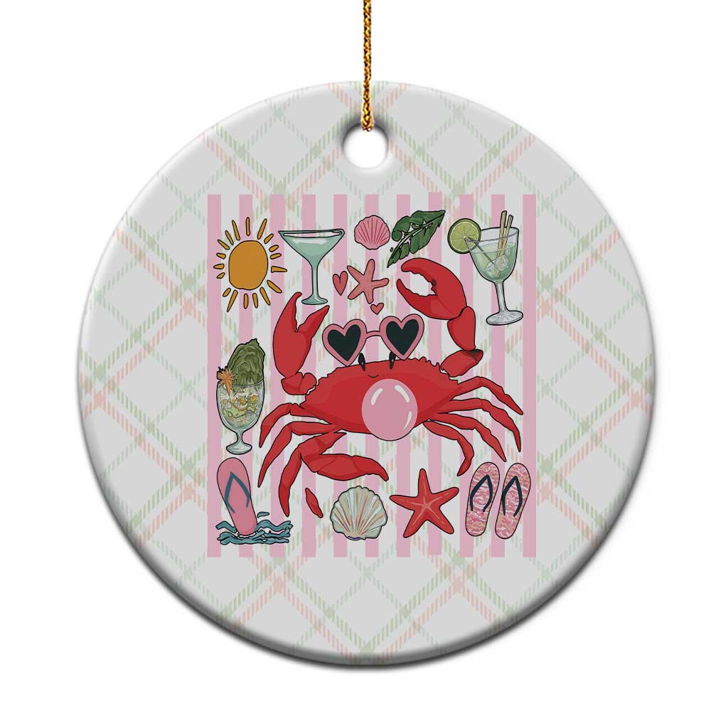 Funny Crab Tropical Summer Vacation Gift Ceramic Ornament Striped Summer Beach Vibes TS12 1pc Christmas Plaid Print Your Wear