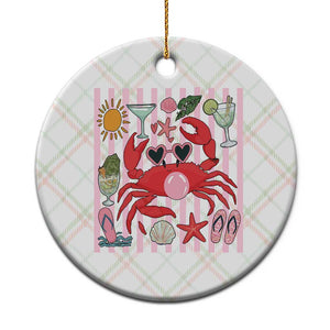 Funny Crab Tropical Summer Vacation Gift Ceramic Ornament Striped Summer Beach Vibes TS12 1pc Christmas Plaid Print Your Wear