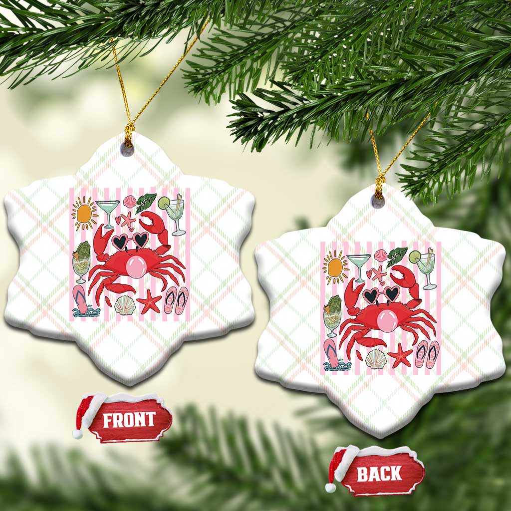 Funny Crab Tropical Summer Vacation Gift Ceramic Ornament Striped Summer Beach Vibes TS12 Print Your Wear