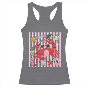 Funny Crab Tropical Summer Vacation Gift Racerback Tank Top Striped Summer Beach Vibes TS12 Charcoal Print Your Wear