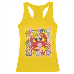 Funny Crab Tropical Summer Vacation Gift Racerback Tank Top Striped Summer Beach Vibes TS12 Daisy Print Your Wear