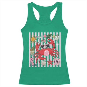 Funny Crab Tropical Summer Vacation Gift Racerback Tank Top Striped Summer Beach Vibes TS12 Irish Green Print Your Wear