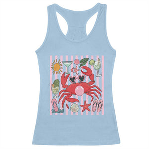Funny Crab Tropical Summer Vacation Gift Racerback Tank Top Striped Summer Beach Vibes TS12 Light Blue Print Your Wear