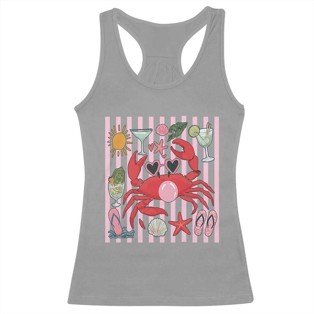 Funny Crab Tropical Summer Vacation Gift Racerback Tank Top Striped Summer Beach Vibes TS12 Sport Gray Print Your Wear