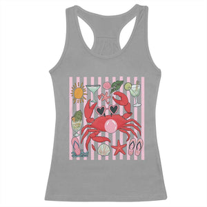 Funny Crab Tropical Summer Vacation Gift Racerback Tank Top Striped Summer Beach Vibes TS12 Sport Gray Print Your Wear