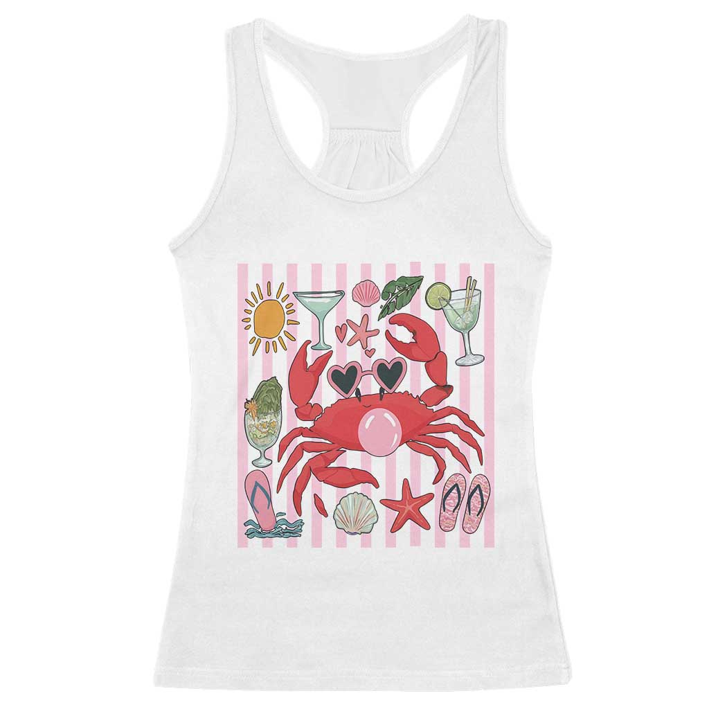 Funny Crab Tropical Summer Vacation Gift Racerback Tank Top Striped Summer Beach Vibes TS12 White Print Your Wear