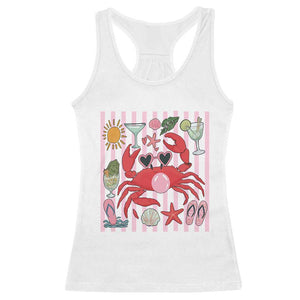 Funny Crab Tropical Summer Vacation Gift Racerback Tank Top Striped Summer Beach Vibes TS12 White Print Your Wear
