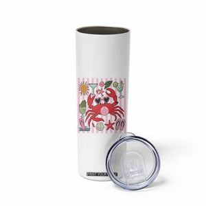 Funny Crab Tropical Summer Vacation Gift Skinny Tumbler Striped Summer Beach Vibes TS12 Print Your Wear