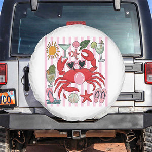 Funny Crab Tropical Summer Vacation Gift Spare Tire Cover Striped Summer Beach Vibes TS12 No hole White Print Your Wear