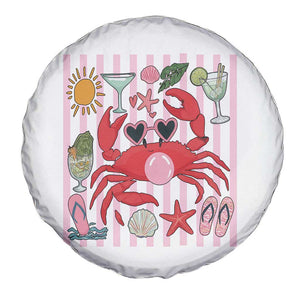 Funny Crab Tropical Summer Vacation Gift Spare Tire Cover Striped Summer Beach Vibes TS12 Print Your Wear