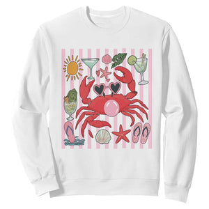 Funny Crab Tropical Summer Vacation Gift Sweatshirt Striped Summer Beach Vibes TS12 White Print Your Wear