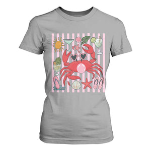 Funny Crab Tropical Summer Vacation Gift T Shirt For Women Striped Summer Beach Vibes TS12 Sport Gray Print Your Wear