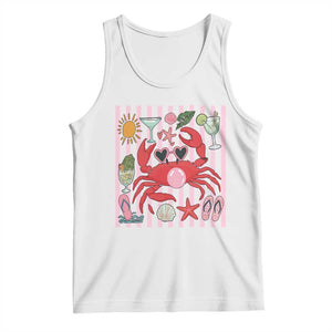 Funny Crab Tropical Summer Vacation Gift Tank Top Striped Summer Beach Vibes TS12 White Print Your Wear