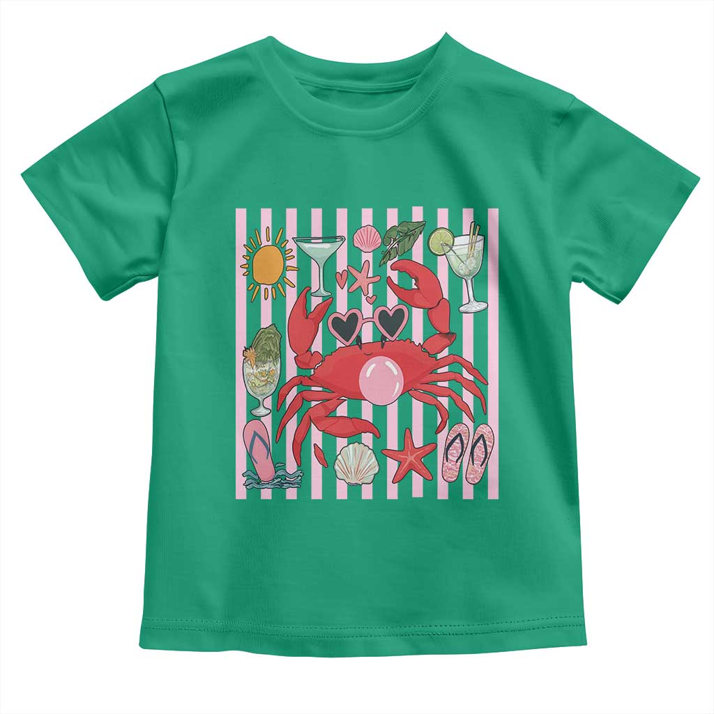 Funny Crab Tropical Summer Vacation Gift Toddler T Shirt Striped Summer Beach Vibes TS12 Irish Green Print Your Wear