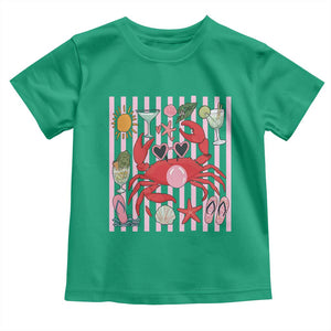 Funny Crab Tropical Summer Vacation Gift Toddler T Shirt Striped Summer Beach Vibes TS12 Irish Green Print Your Wear