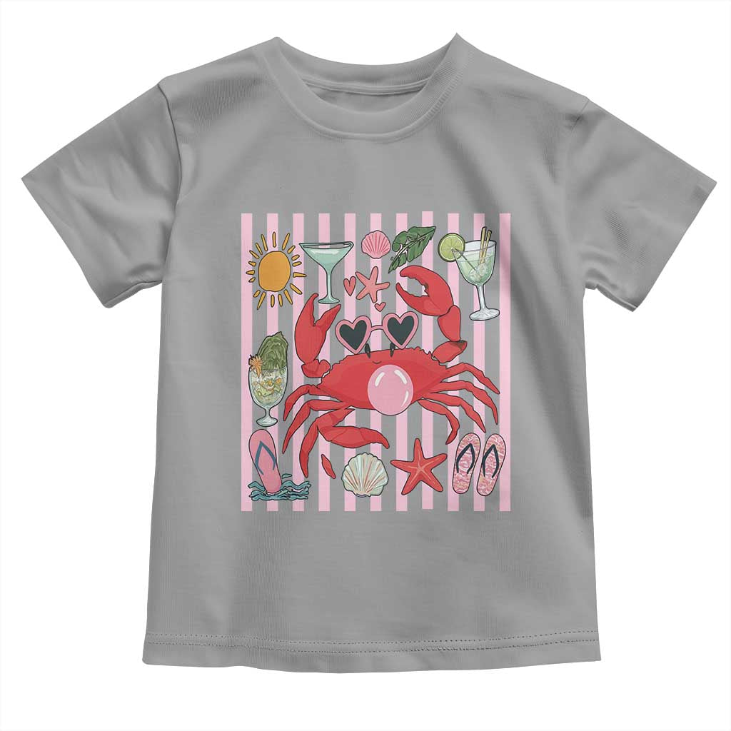 Funny Crab Tropical Summer Vacation Gift Toddler T Shirt Striped Summer Beach Vibes TS12 Sport Gray Print Your Wear