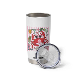 Funny Crab Tropical Summer Vacation Gift Tumbler Cup Striped Summer Beach Vibes TS12 Print Your Wear