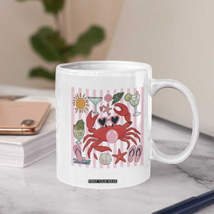 Funny Crab Tropical Summer Vacation Gift Coffee Mug Striped Summer Beach Vibes TS12 Print Your Wear