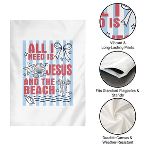 All I Need Is Jesus And The Beach Garden Flag Striped Christian Summer Graphic TS12 Print Your Wear