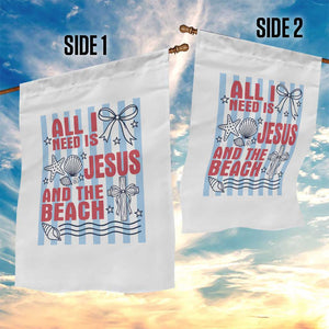 All I Need Is Jesus And The Beach Garden Flag Striped Christian Summer Graphic TS12 Print Your Wear