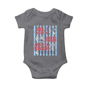 All I Need Is Jesus And The Beach Baby Onesie Striped Christian Summer Graphic TS12 Charcoal Print Your Wear
