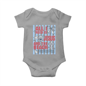 All I Need Is Jesus And The Beach Baby Onesie Striped Christian Summer Graphic TS12 Sport Gray Print Your Wear