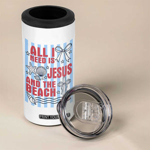 All I Need Is Jesus And The Beach 4 in 1 Can Cooler Tumbler Striped Christian Summer Graphic TS12 Print Your Wear