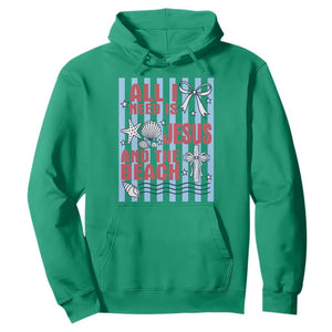 All I Need Is Jesus And The Beach Hoodie Striped Christian Summer Graphic TS12 Irish Green Print Your Wear