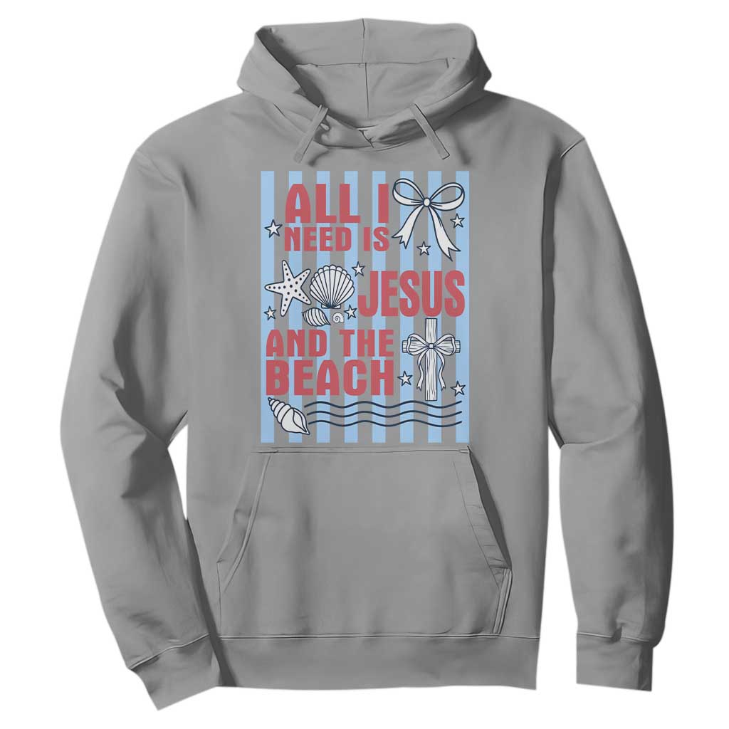 All I Need Is Jesus And The Beach Hoodie Striped Christian Summer Graphic TS12 Sport Gray Print Your Wear