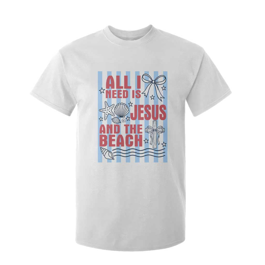 All I Need Is Jesus And The Beach T Shirt For Kid Striped Christian Summer Graphic TS12 White Print Your Wear