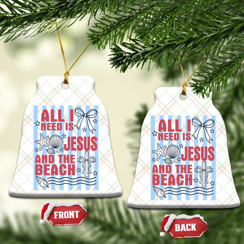 All I Need Is Jesus And The Beach Ceramic Ornament Striped Christian Summer Graphic TS12 Print Your Wear