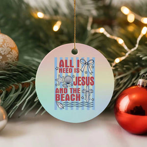 All I Need Is Jesus And The Beach Ceramic Ornament Striped Christian Summer Graphic TS12 1pc Pastel Print Your Wear
