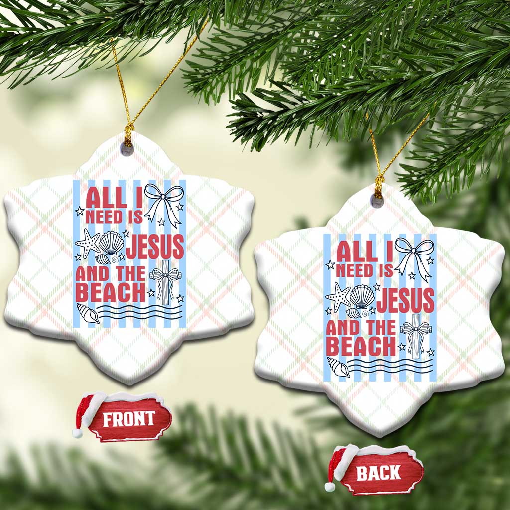 All I Need Is Jesus And The Beach Ceramic Ornament Striped Christian Summer Graphic TS12 Print Your Wear