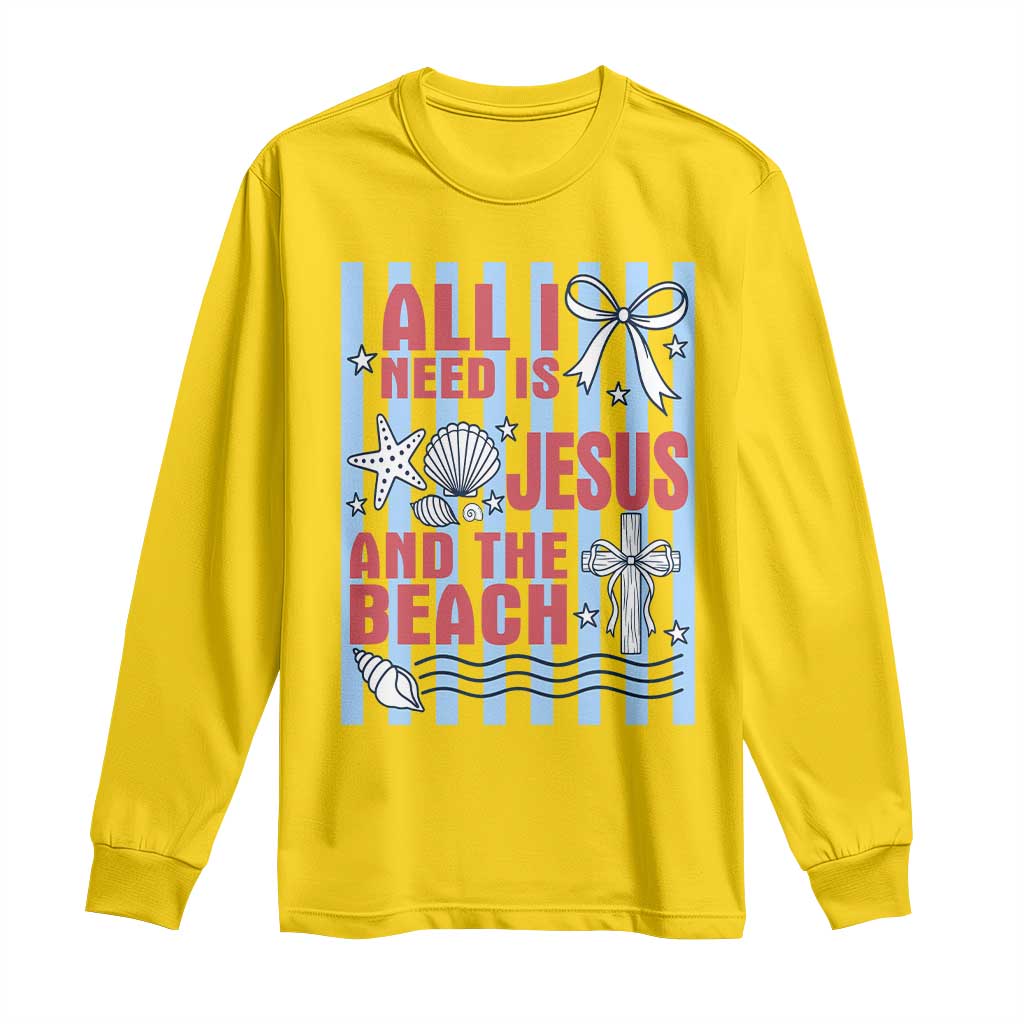 All I Need Is Jesus And The Beach Long Sleeve Shirt Striped Christian Summer Graphic TS12 Daisy Print Your Wear