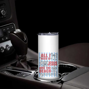 All I Need Is Jesus And The Beach Skinny Tumbler Striped Christian Summer Graphic TS12 Print Your Wear