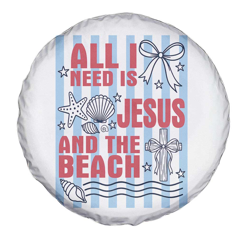 All I Need Is Jesus And The Beach Spare Tire Cover Striped Christian Summer Graphic TS12 Print Your Wear