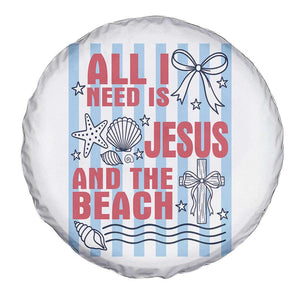 All I Need Is Jesus And The Beach Spare Tire Cover Striped Christian Summer Graphic TS12 Print Your Wear