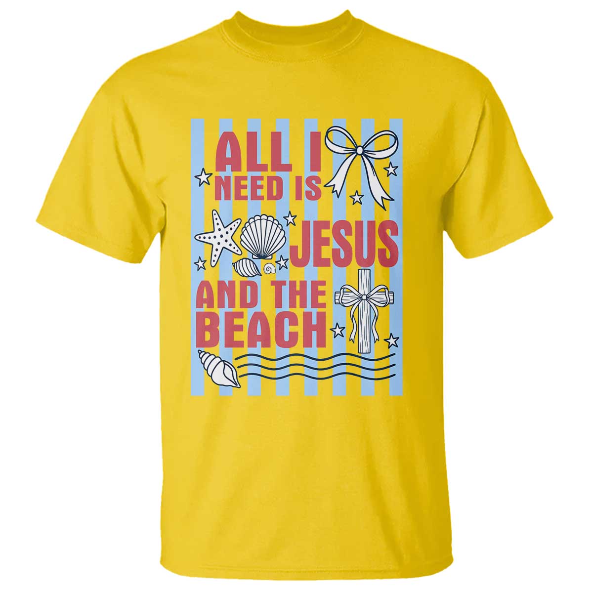 All I Need Is Jesus And The Beach T Shirt Striped Christian Summer Graphic TS12 Daisy Print Your Wear