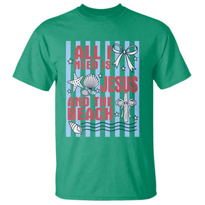 All I Need Is Jesus And The Beach T Shirt Striped Christian Summer Graphic TS12 Irish Green Print Your Wear