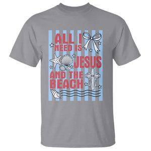 All I Need Is Jesus And The Beach T Shirt Striped Christian Summer Graphic TS12 Sport Gray Print Your Wear