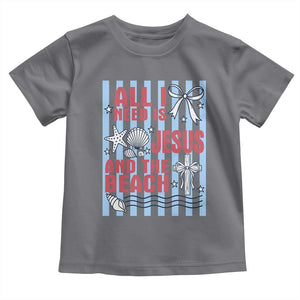 All I Need Is Jesus And The Beach Toddler T Shirt Striped Christian Summer Graphic TS12 Charcoal Print Your Wear