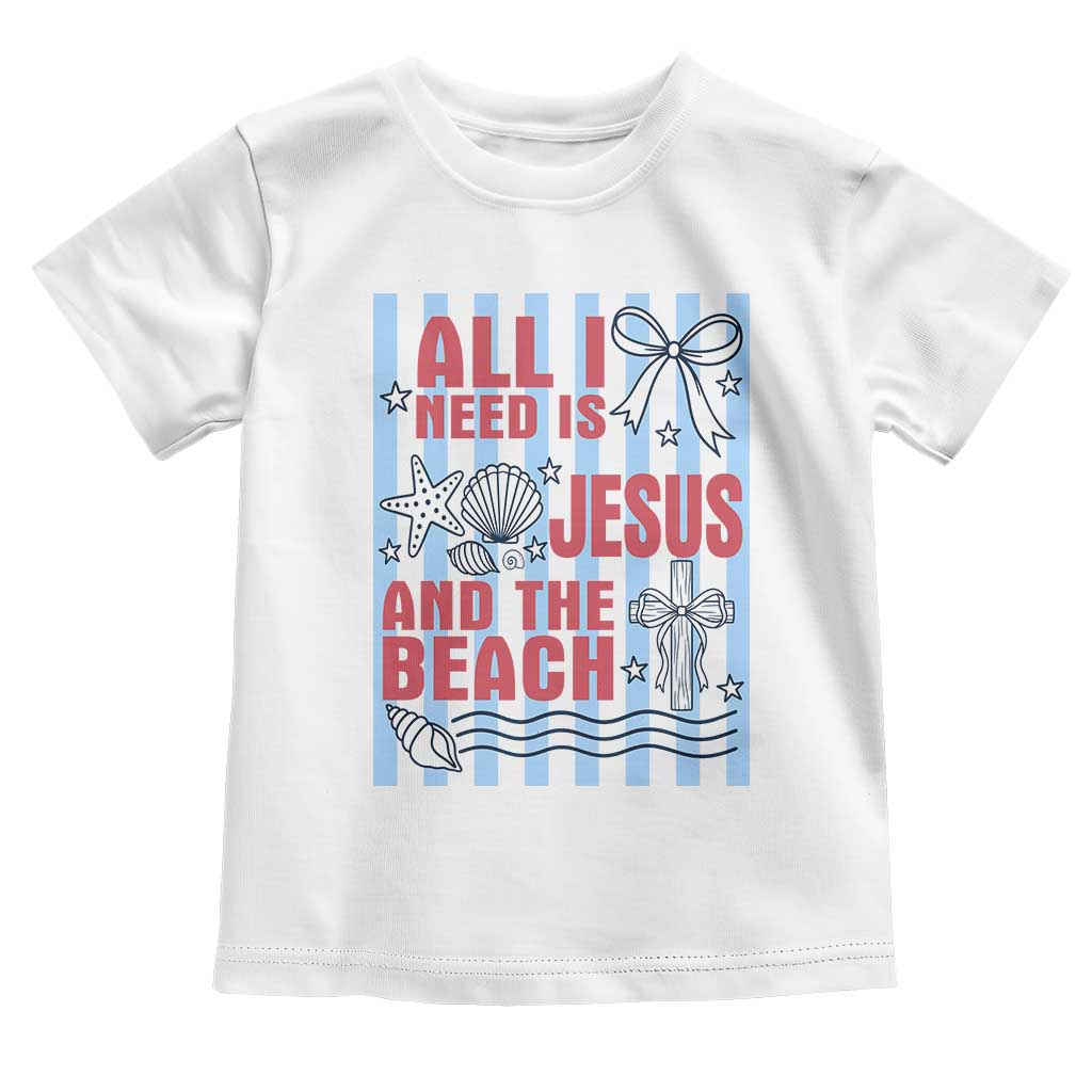 All I Need Is Jesus And The Beach Toddler T Shirt Striped Christian Summer Graphic TS12 White Print Your Wear