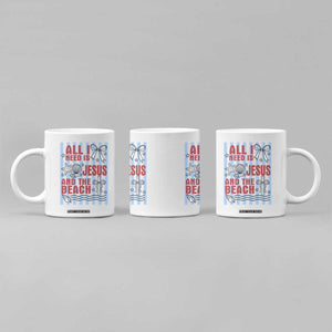 All I Need Is Jesus And The Beach Coffee Mug Striped Christian Summer Graphic TS12 Print Your Wear