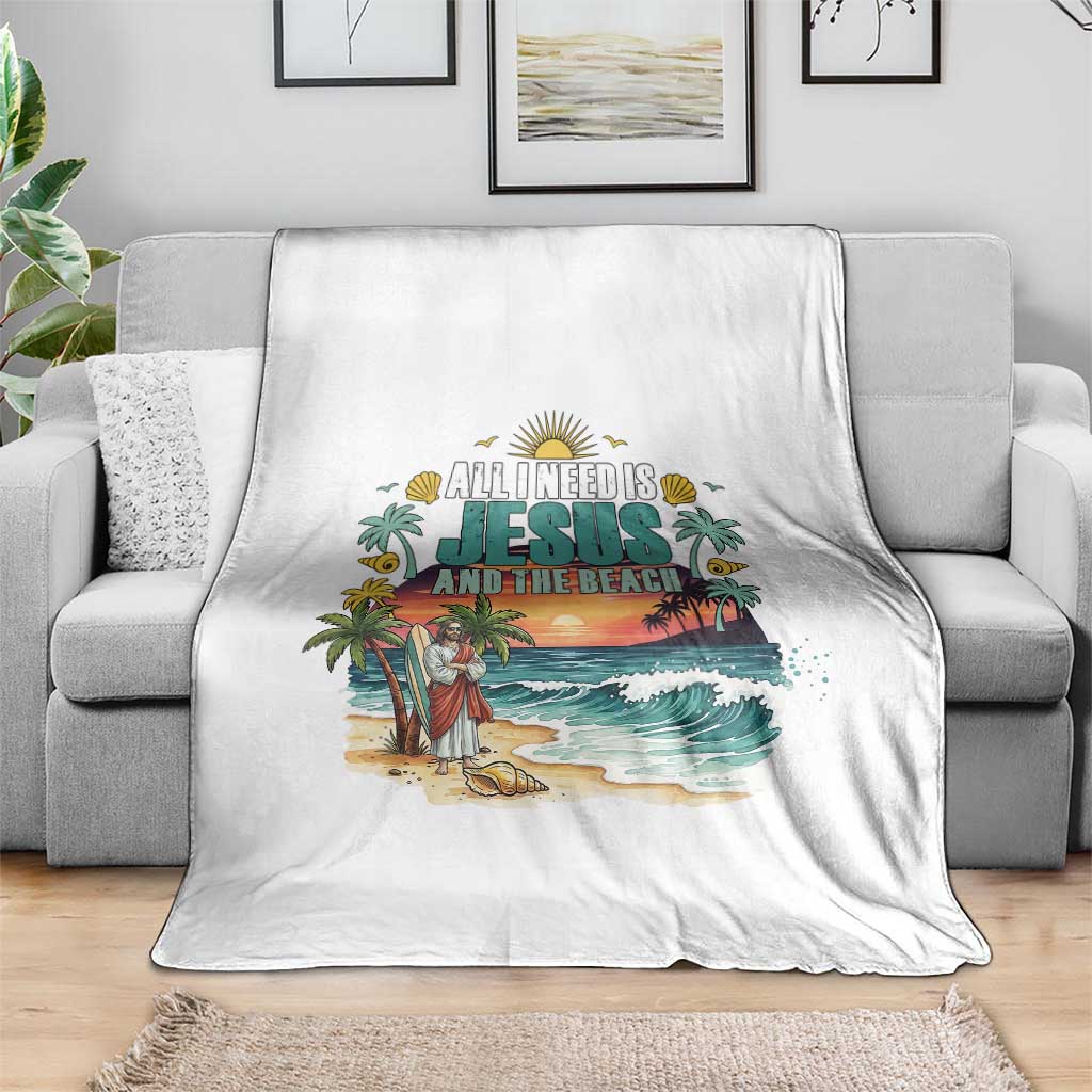 All I Need Is Jesus And The Beach Throw Blanket Christian Summer Faith Graphic TS12 Print Your Wear