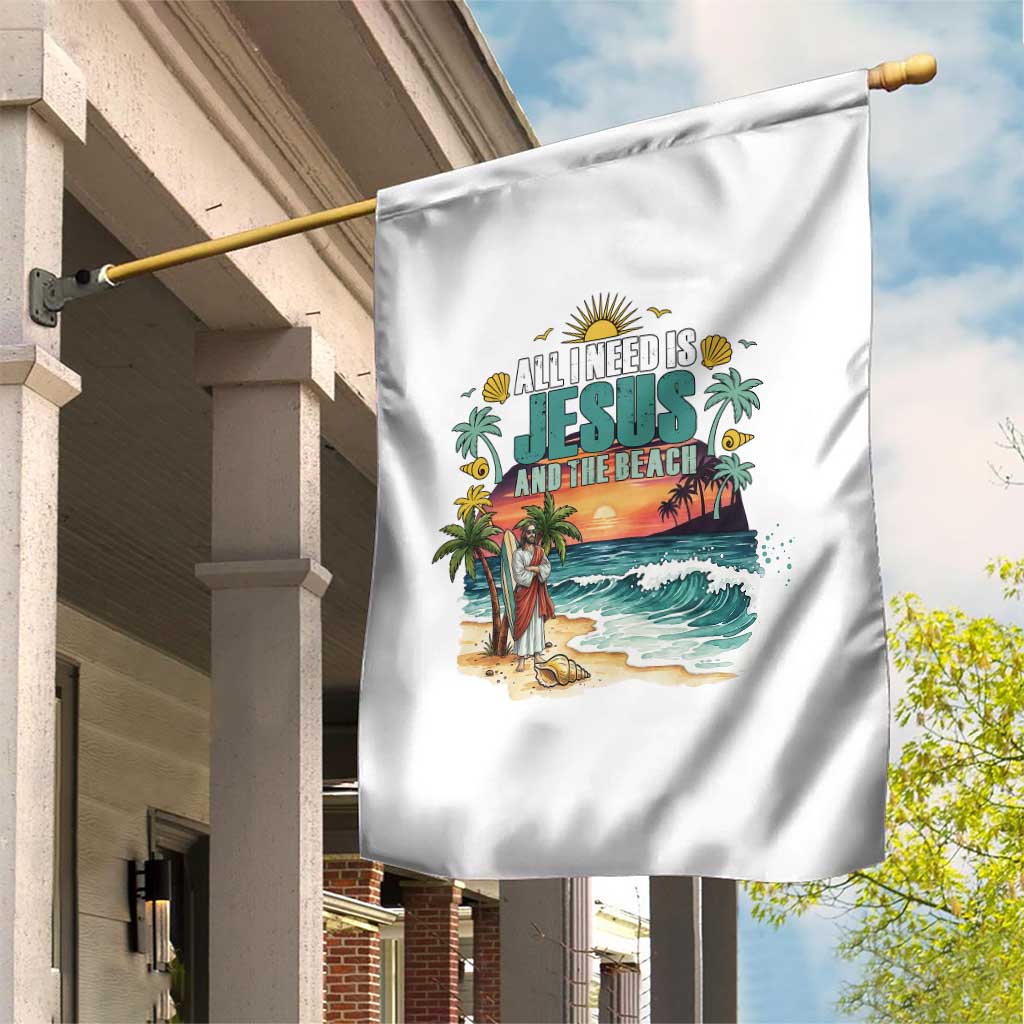 All I Need Is Jesus And The Beach Garden Flag Christian Summer Faith Graphic TS12 Print Your Wear