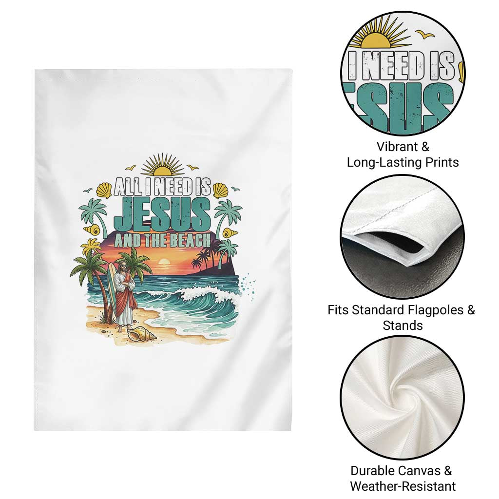 All I Need Is Jesus And The Beach Garden Flag Christian Summer Faith Graphic TS12 Print Your Wear