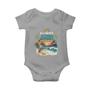 All I Need Is Jesus And The Beach Baby Onesie Christian Summer Faith Graphic TS12 Sport Gray Print Your Wear
