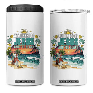All I Need Is Jesus And The Beach 4 in 1 Can Cooler Tumbler Christian Summer Faith Graphic TS12 One Size: 16 oz White Print Your Wear