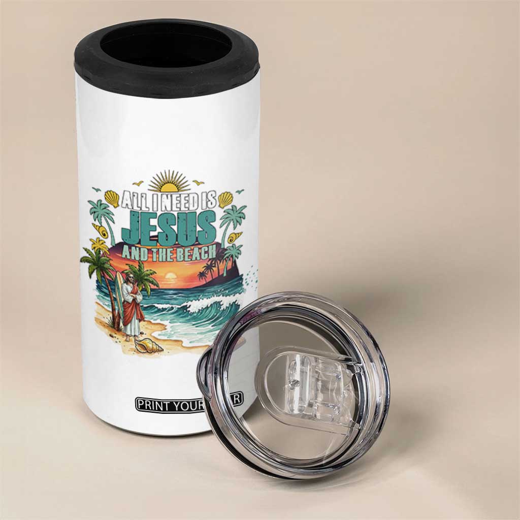 All I Need Is Jesus And The Beach 4 in 1 Can Cooler Tumbler Christian Summer Faith Graphic TS12 Print Your Wear